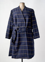 Manteau long fermeture pressionnée sans capuche bleu SHEEGO femme