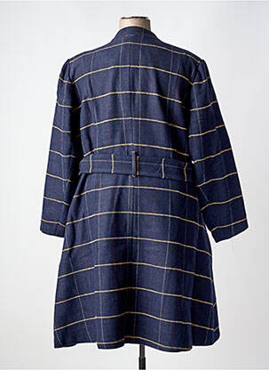 Manteau long fermeture pressionnée sans capuche bleu SHEEGO femme