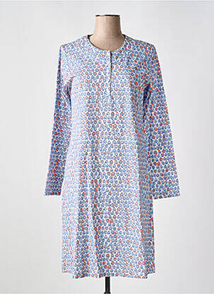 Chemise de nuit manches longues bleu VANIA femme