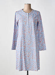 Chemise de nuit manches longues bleu VANIA femme