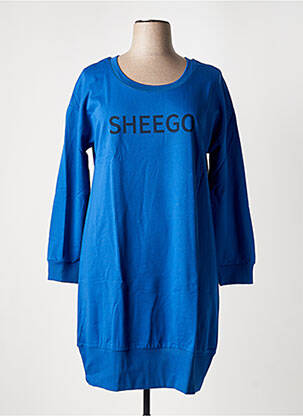 Robe mi-longue manches longues manches longues bleu SHEEGO femme