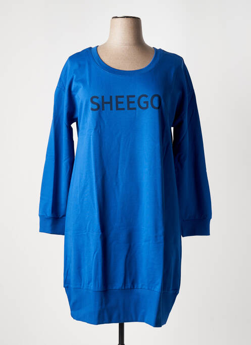 Robe mi-longue manches longues manches longues bleu SHEEGO femme