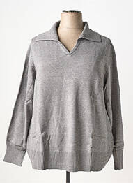 Pull tissage chiné manches longues gris SHEEGO femme