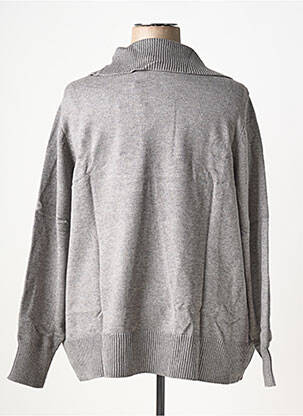 Pull tissage chiné manches longues gris SHEEGO femme