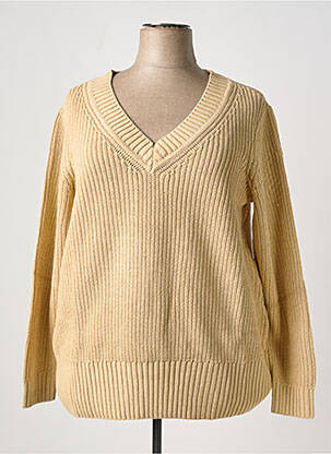 Pull col v manches longues beige SHEEGO femme