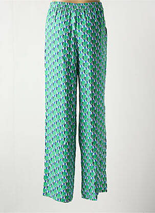 Pantalon droit tissage crêpe taille normale vert C'EST BEAU LA VIE femme
