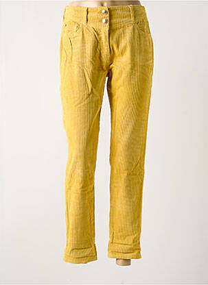 Pantalon droit fermeture zippée sous rabat boutonné jaune C'EST BEAU LA VIE femme