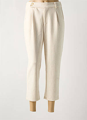 Pantalon 7/8 fermeture zippée sous rabat boutonné beige MOLLY BRACKEN femme