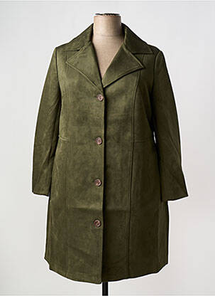 Manteau long fermeture boutonnée sur le devant sans capuche vert SHEEGO femme