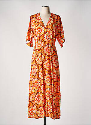 Robe longue manches courtes manches courtes orange C'EST BEAU LA VIE femme