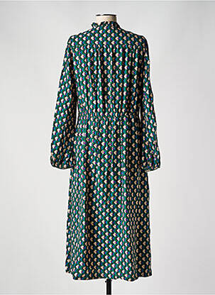 Robe mi-longue imprimé fantaisie manches longues vert C'EST BEAU LA VIE femme