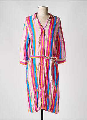 Robe mi-longue manches 3/4 manches 3/4 rose B.YOUNG femme