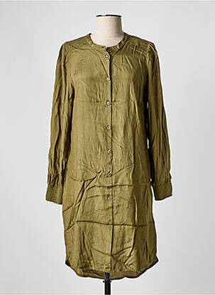 Robe mi-longue coupe fluide manches longues vert CREAM femme