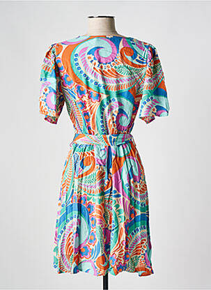 Robe courte imprimé fleurs manches courtes bleu MOLLY BRACKEN femme