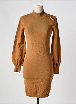 Robe pull col col montant manches longues marron MOLLY BRACKEN femme