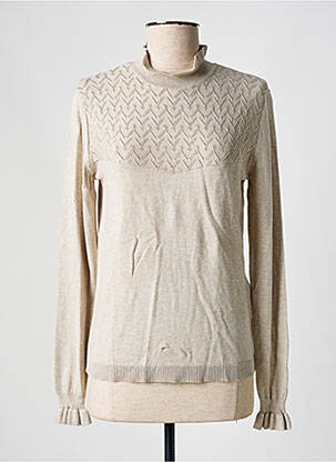 Pull tissage chiné manches longues beige CREAM femme