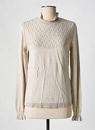 Pull tissage chiné manches longues beige CREAM femme