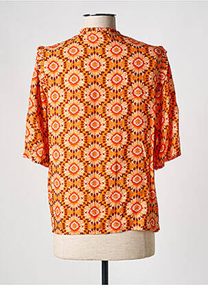 Chemisier imprimé fleurs manches 3/4 orange C'EST BEAU LA VIE femme