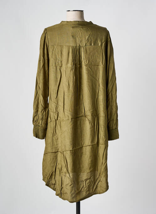Robe mi-longue coupe fluide manches longues vert CREAM femme