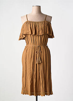 Robe mi-longue coupe fluide fines bretelles marron XT STUDIO femme