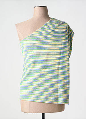 Top imprimé fantaisie sans manche vert CORNER femme