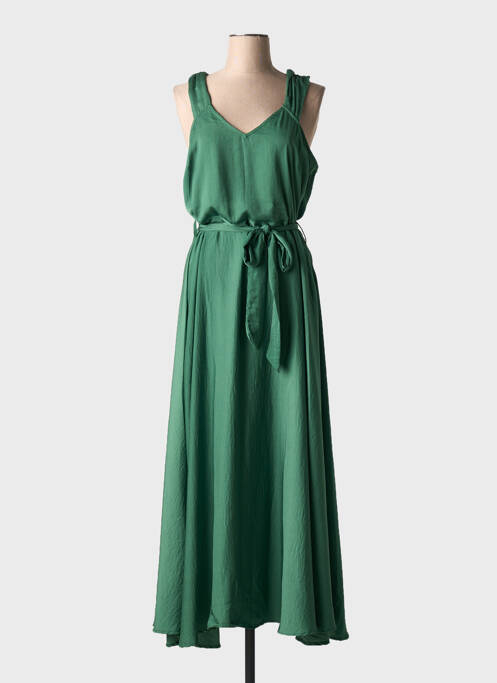 Robe longue coupe évasée fines bretelles vert MD'M femme