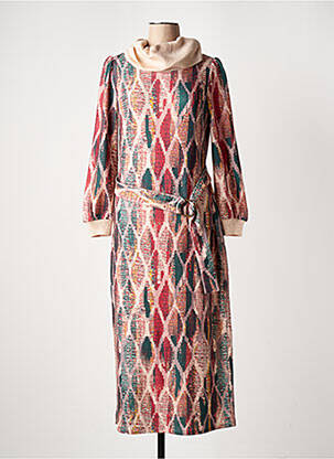 Robe longue manches longues manches longues rose K-DESIGN femme