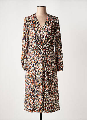Robe mi-longue manches longues manches longues marron K-DESIGN femme