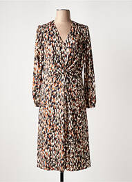 Robe mi-longue manches longues manches longues marron K-DESIGN femme