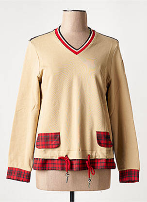 Sweat-shirt stretch manches longues beige POUPEE CHIC femme