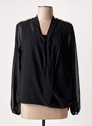Blouse poignets boutonnés avec fente manches longues noir MICHAELA LOUISA femme