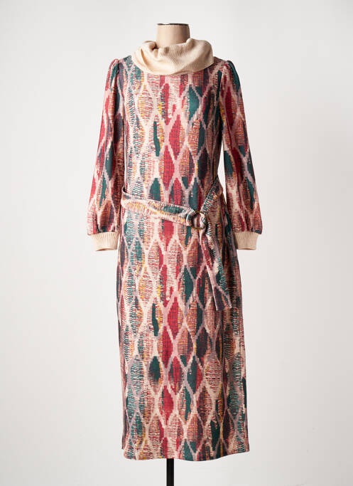 Robe longue manches longues manches longues rose K-DESIGN femme