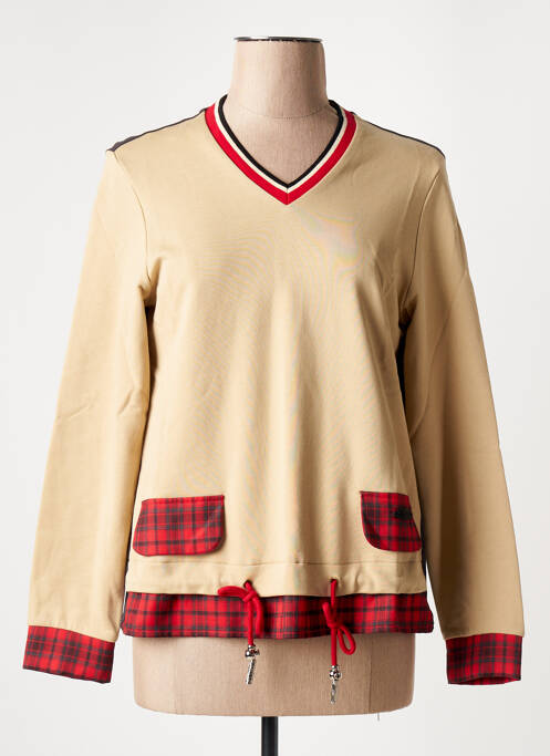 Sweat-shirt stretch manches longues beige POUPEE CHIC femme