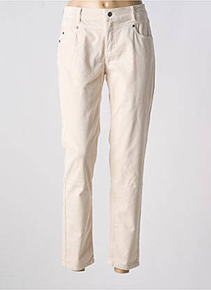 Pantalon slim broderie rivets taille normale beige ANNA MONTANA femme