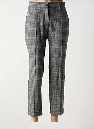 Pantalon 7/8 fermeture zippée sous rabat boutonné gris ANNA MONTANA femme