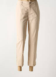 Pantalon 7/8 tissage popeline taille normale beige ANNA MONTANA femme