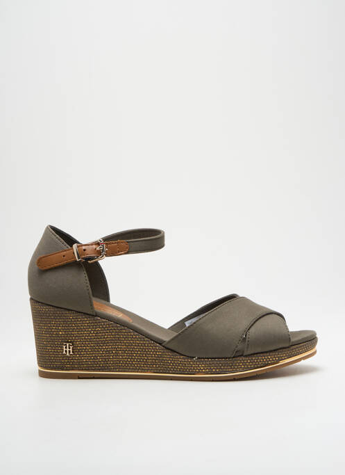Sandales/nu pieds tissage satiné talon de 4 à 6cm vert TOMMY HILFIGER femme
