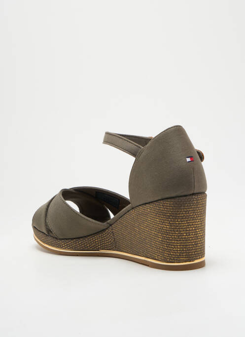 Sandales/nu pieds tissage satiné talon de 4 à 6cm vert TOMMY HILFIGER femme