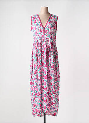Robe longue imprimé fantaisie sans manche rose CHICOSOLEIL femme