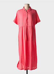 Robe longue manches courtes manches courtes rose CHICOSOLEIL femme