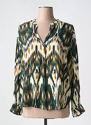 Blouse imprimé fantaisie manches longues vert HARTFORD femme