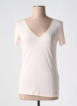 T-shirt col v manches courtes rose DES PETITS HAUTS femme