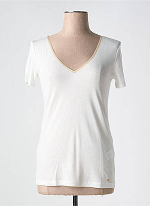 T-shirt col v manches courtes blanc DES PETITS HAUTS femme