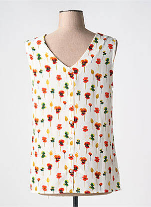 Top imprimé fantaisie sans manche blanc SIGNE NATURE femme