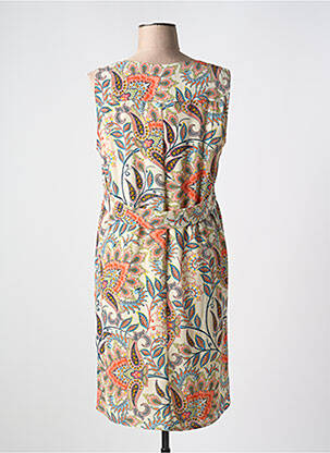 Robe mi-longue imprimé fantaisie sans manche beige SIGNE NATURE femme