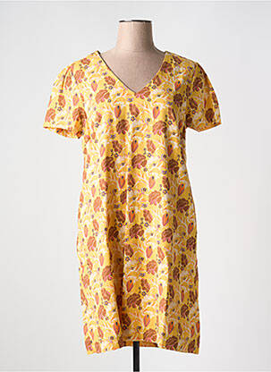 Robe courte manches courtes manches courtes jaune INDI & COLD femme