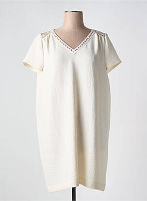 Robe mi-longue manches courtes manches courtes blanc PABLO femme