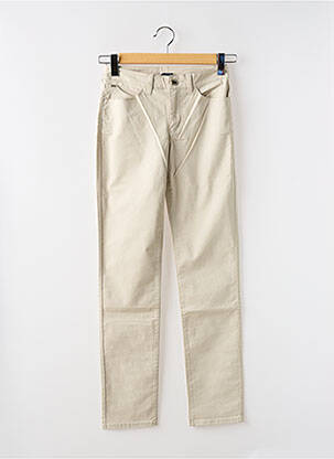 Pantalon droit fermeture zippée sous rabat boutonné beige ARMANI femme