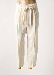 Pantalon droit fermeture zippée sous rabat boutonné beige PABLO femme