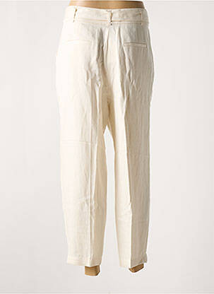 Pantalon droit fermeture zippée sous rabat boutonné beige PABLO femme